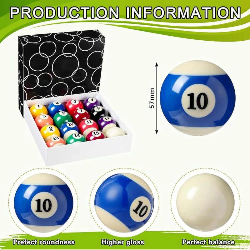 PullCrease 31 Pcs Pool Table Balls Billiard Accessory Kit with 16 Table Balls 1 Triangle Billiard Rack 1 Diamond Holder 12 Rack Cue Chalks 1 Brush for Friend Travel Office Desk Games Bartop - Image 3